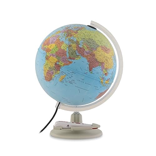 Image of Tecnodidattica - Parlamondo | Interactive Globe for Children and Young People | Light-up and Rotating World Globe | Audio Music Pen | 6 Languages Available | Political Cartography | 30 cm Diameter