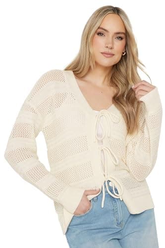 Image of Long Tall Sally - LTS Tall White Knit Tie Front Cardigan - Women's