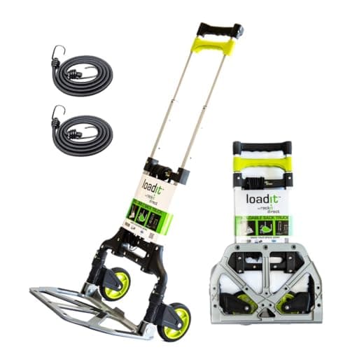 Image of LoadIt 90kg Folding Sack Truck - Heavy Duty Aluminium Sack Barrow | Foldable Hand Truck Trolley on Wheels for Warehouse, Delivery & Moving