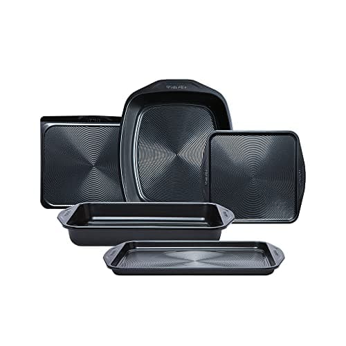 Image of Circulon Ultimum Oven Trays, Roasting Tins & Baking Tray Set of 5 - Non Stick Oven Tray Set, Freezer & Dishwasher Safe Carbon Steel Bakeware, Black