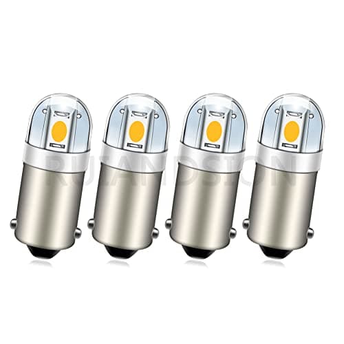 Image of Ruiandsion BA9S LED Bulb BA9 1895 1891 53 57 Warm White 12V LED Bulb 3030 2SMD Chipsets LED Replacement Bulbs for Car Interior Dome Map License Plate Glove Box Lights (Pack of 4)