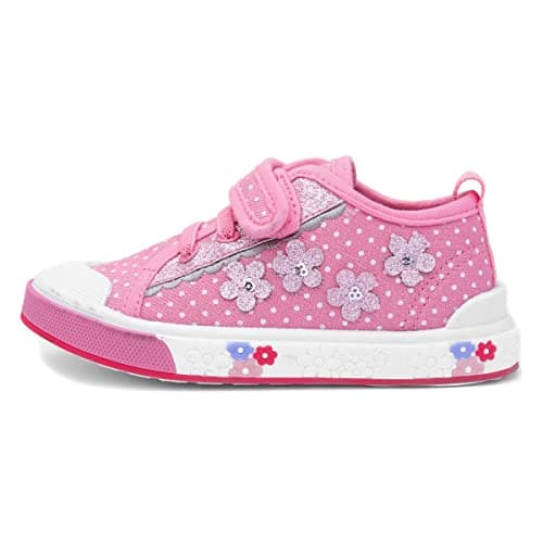 Image of Walkright Carey Girls Pink Polka Dot Canvas - Size 10 Child UK - Pink