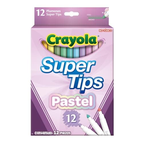 Image of CRAYOLA Pastel SuperTips Washable Markers - Assorted Colours (Pack of 12), Premium Felt Tip Pens That Can Easily Wash Off Skin & Clothing, Ideal for Kids Aged 3+