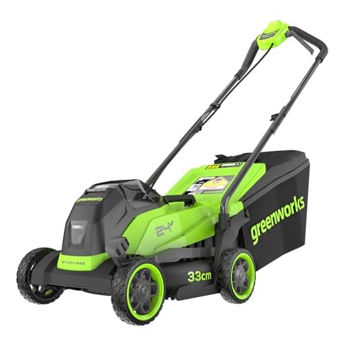 Image of Greenworks 24V Lithium‑Ion Cordless Lawnmower, 33cm Cutting Width, up to 280m², 30L Grass Bag, 6-position central height adjustment 25–75mm, Battery & Charger Not Included – LM3302