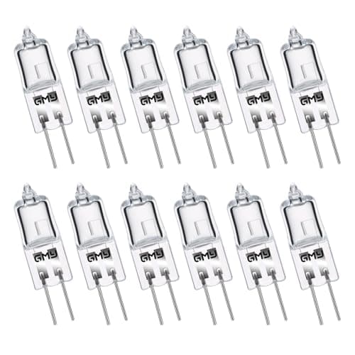 Image of GMY 12 Pack G4 Halogen Bulbs 12V 20W 2 Pin Capsule Light Bulbs, Small Two Prong Push in Halogen Spotlight Bulbs for Cooker Hood, Extractor Fan, Bathroom, Lava Lamp, Downlight Kitchen Lamp