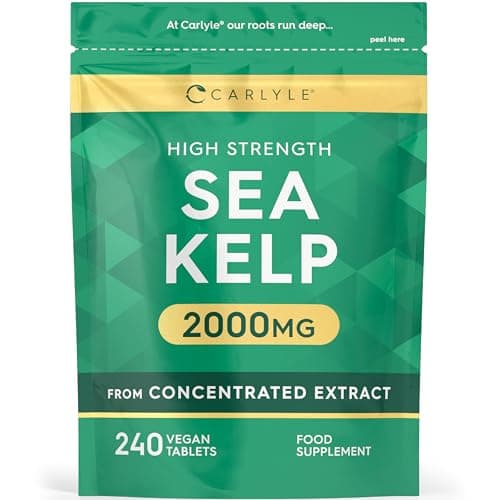 Image of Sea Kelp Tablets 2000mg with Iodine | High Strength Sea Kelp Extract | Supplement for Men & Women | 240 Vegan Tablets | Carlyle