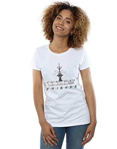 Image of Absolute Cult Friends Women's Fountain Sketch T-Shirt White Large