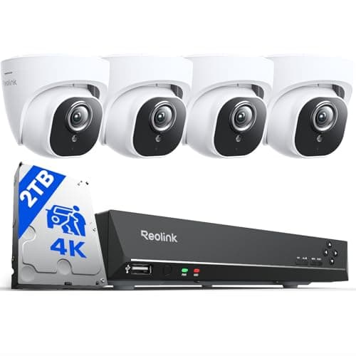 Image of Reolink 4K PoE CCTV Camera Systems 8CH with 2TB HDD NVR and 4 X 8MP Home Security IP Cameras with Person/Vehicle Detection for 24/7 Recording Night Vision, RLK8-800D4