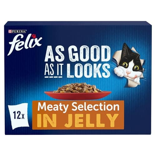 Image of FELIX As Good As it Looks Meaty Selection in Jelly Wet Cat Food 12x85g (Pack of 4)