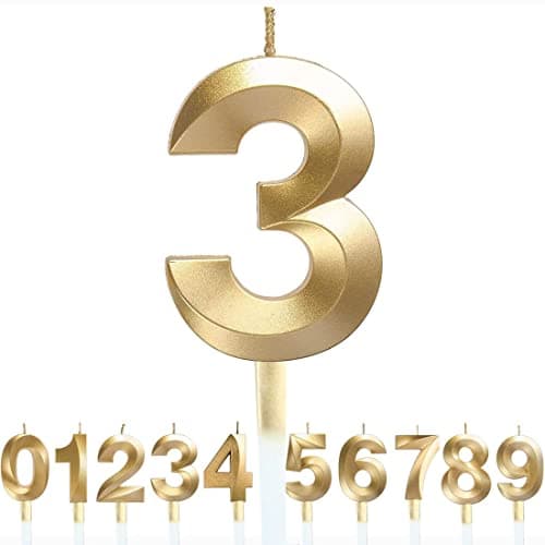 Image of Polly Online Gold Number Candles 3D Shape Decorative Cake Toppers for Birthday, Wedding, Anniversary & Graduation Party