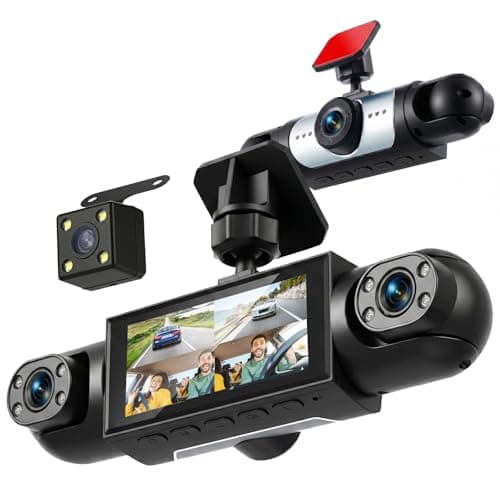 Image of Rimoody Dash Cam 4 Channel 360° Panoramic, 3.16 Inch 1080P Car DVR Front/Rear/Inside Left/Right, Built-in IR Night Vision, Motion Detection, 24/7 Parking Monitor, Loop Recording, Reversing Assist
