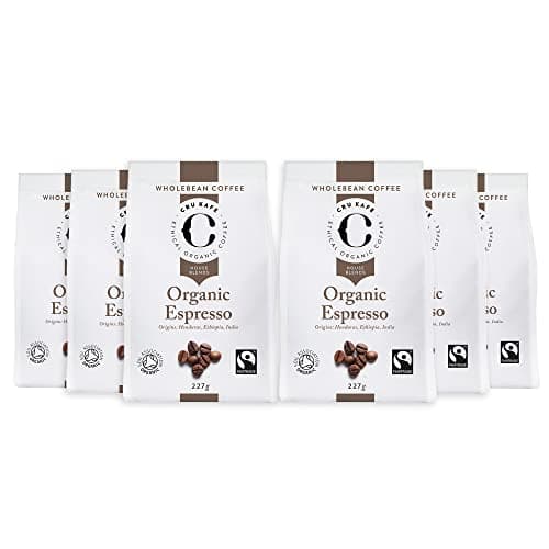 Image of Cru Kafe Rich Espresso Italian Arabica & Robusta Whole Coffee Beans, 6 x 227g Bags