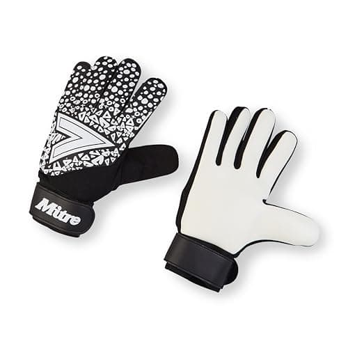 Image of Mitre Magnetite Junior Goalkeeper Gloves | Be Football Match Ready | Extra Comfort, Black/White, Size 6