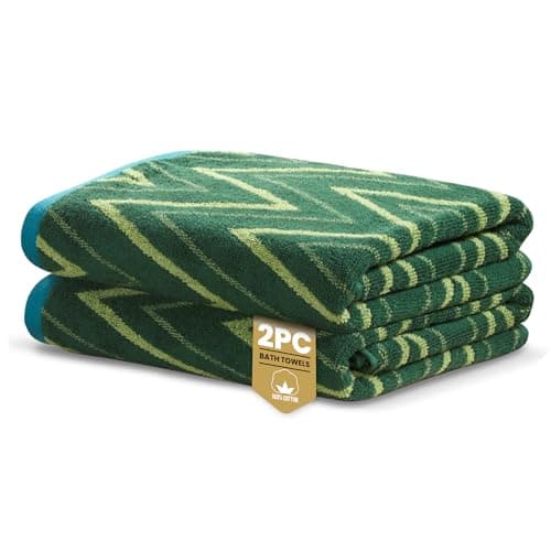 Image of Rapport Home Helix Bath Towels 2-Pack | Moss Green | 70x120cm | 100% Cotton 500gsm | Oeko-Tex Made in Green & BCI Certified