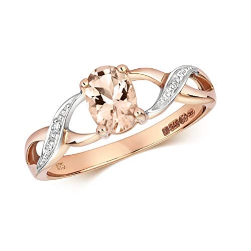 Image of EDS Jewels Exclusive 9ct Rose Gold Ladies Diamond Ring Brilliant Cut H - PK with Morganite WJS28409RSP