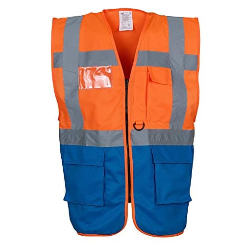 Image of Yoko Hi-Vis Premium Executive/Manager Waistcoat/Jacket (Pack of 2) (XL) (Hi Vis Orange/Royal)