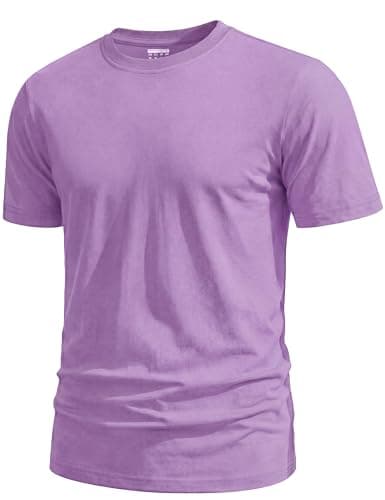 Image of TACVASEN Men's T-Shirts Lightweight Casual Short Sleeve Tshirts Cotton T Shirts for Men UK Quick Dry Summer Tops Light Purple M