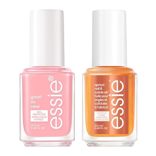 Image of Essie Nail Care Treatment Kit: Good As New Nail Perfector, Shade Light Pink, Nail Concealer Corrector + Softening, Moisturizing Apricot Cuticle Oil Treatment, Heal & Repair At Home Manicure Oil 13.5ml