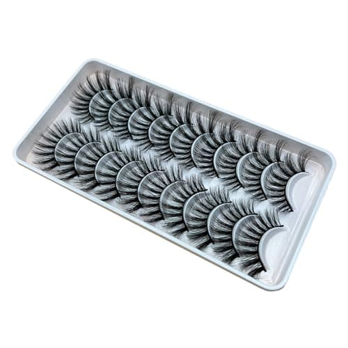 Image of YIWEIYA False Eyelashes Faux Mink 3D Volume - Feather-Light Wispy Lashes, Reusable & Natural Look - 10 Pair Pack