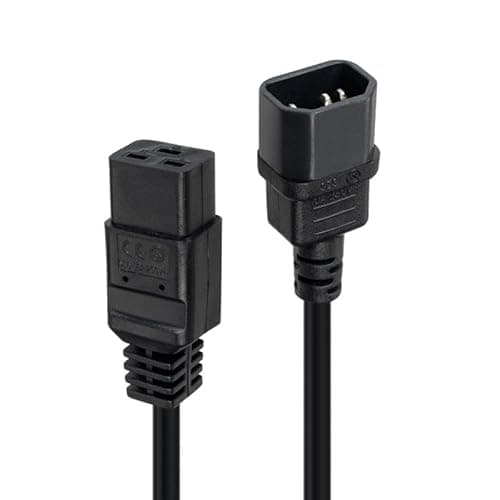 Image of Lindy Mains Extension Cable, IEC C14 to C19, Black, 1m, 250V, 10A, For use with high-power servers, PDUs, rack-mounted