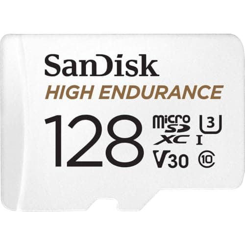 Image of SanDisk 128GB High Endurance microSDXC card for IP cams & dash cams + SD adapter up to 10,000 Hours Full HD / 4K videos up to 100 MB/s UHS-I Class 10 U3 V30