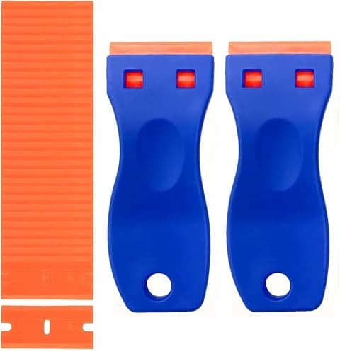 Image of 2PCS Plastic Scraper Tool Non-Scratch with 20PCS Blades – Multi-Purpose Glass Scraper for Removing Stickers Labels Decals Caulk Paint Residu