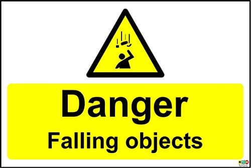 Image of Danger Falling Objects Safety Sign - 1.2mm Rigid Plastic 400mm x 300mm