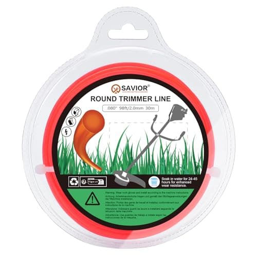 Image of Savior 30M 2mm Strimmer Wire Universal String Trimmer Line Nylon Strimmer Cord 1.2mm 1.6mm 2.0mm 2.4mm 3.0mm Grass Strimming Cable for Garden Weeds Flower Beds (2mm x 30m Round)