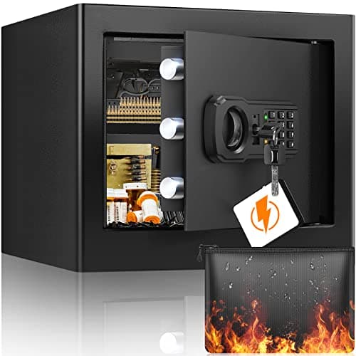 Image of 31L Fireproof Safe with Fireproof Bag, Anti-Theft Home Safe Fireproof Waterproof with Removable Shelf, Security Safe Box for Jewellery Medicine Money Important Documents