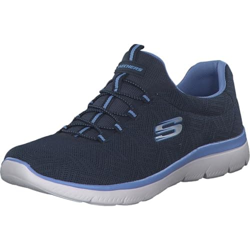 Image of Skechers Womens Summits Artistry Chic Sneaker, Navy Mesh Blue Trim, 6 UK