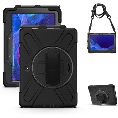 Image of Gerutek for Samsung Galaxy Tab Active 4 Pro Case, Samsung Tab Active 5 Pro 10.1 inch SM-T540/X350 /X630 Rugged Cover, Heavy Duty Shockproof Protective Case with Kickstand&Hand/Shoulder Strap, Black
