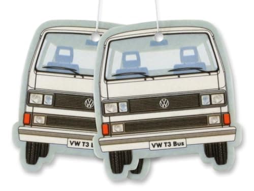 Image of BRISA VW Collection - Volkswagen Air Freshener, Room Freshener, Deodorizer for Cars T3 Bus Vanagon Motif (Piña Colada/White/Set of 2)
