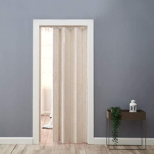 Image of Panana Folding Door Effect PVC Internal Accordion Concertina Sliding Door Brown/Ivory/White/Yellow (12mm Thick, Ivory)