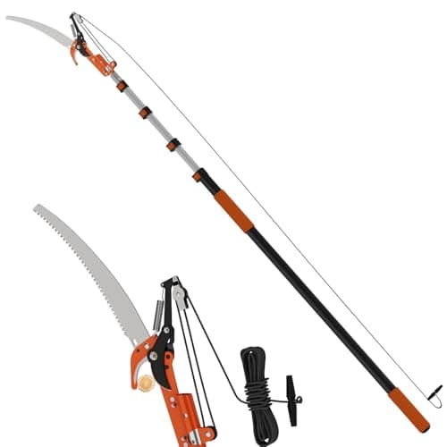 Image of LAANPOLE 6m Telescopic Tree Pruner & Lopper 2 in 1, Manual Pole Saw with 1.5-6m Extension Pole, Long Reach Saw for High Tree Branch Trimming Pruning Cutting
