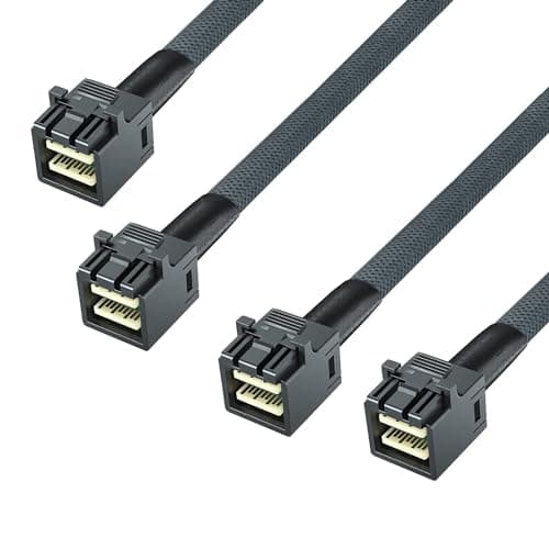 Image of 10Gtek® [2 Pack 12G Internal Mini SAS HD SFF-8643 to SFF-8643 Cable, with Sideband, 100-Ohm, 0.5-Meter(1.65-ft)