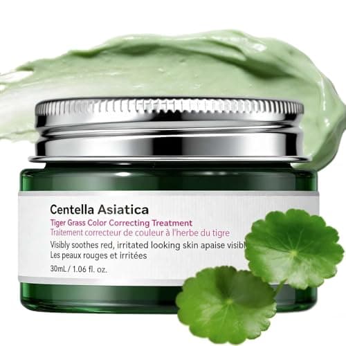 Image of Tiger Grass Colour Correcting Cream - Green Cream for Face Primer with Hydrating Moisturiser to Balance Skin Tone, Minimize Pores, Soothing Daily Care
