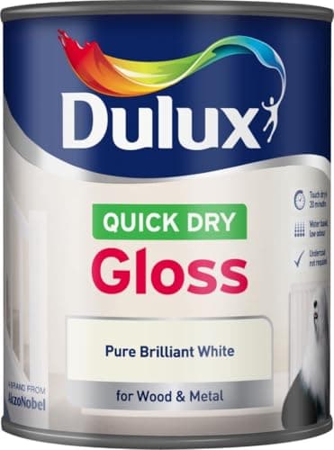 Image of Dulux Quick Dry Gloss Paint For Wood And Metal - Pure Brilliant White 750 ml