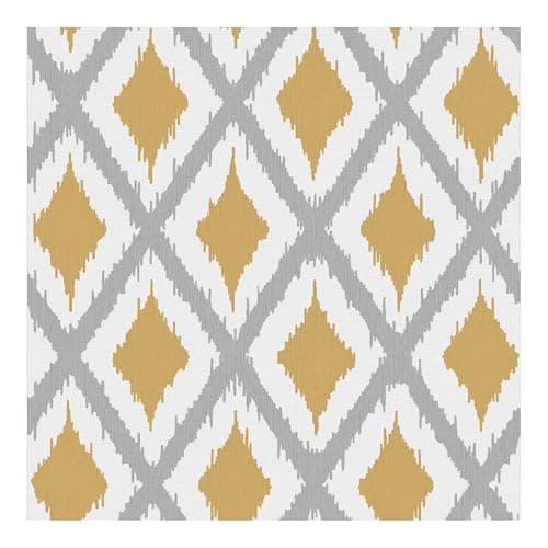 Image of Fresco Ikat Geometric Ochre Wallpaper - Paste The Paper - Ochre/Grey Wallpaper - Contemporary Weave Geometric Diamond Pattern - Perfect for Most Rooms - Feature or 4 Wall Design