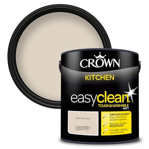 Image of CROWN Afternoon Tea - Anti Mould Kitchen Paint - Washable, Grease & Steam Resistant - Classic Beige Paint - 2.5L