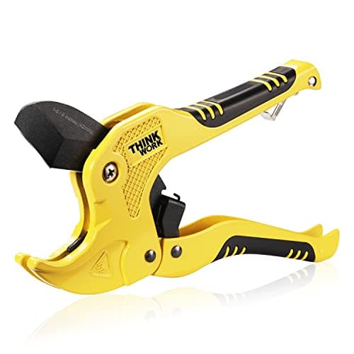 Image of THINKWORK Plastic Pipe Cutter - PVC Pipe Cutter, Heavy Duty Ratchet Pipe Cutters for Cutting Outer Diameter 42 mm PVC PEX PPR Plastic Hoses and Pipes, Suitable for Home Working and Plumber