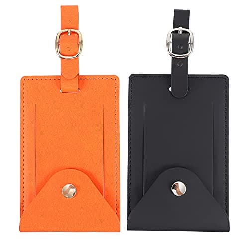 Image of OUNONA 2pcs Luggage Tags Bag Tags Pu Id Labels for Travel Suitcases Hand Carry Scenario