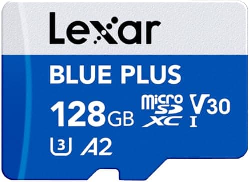 Image of Lexar Blue Plus 128GB MicroSD Memory Card UHS-I with SD adapter, up to 170MB/s read C10 / A2 / U3 / V30 microSDXC
