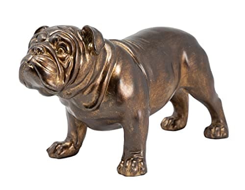 Image of THORNE ANTIQUES AND COLLECTABLES Bronze Bulldog Statue – 26cm Bronzed Resin Dog Ornament | Detailed Standing British Bulldog Sculpture for Home Décor | Antique Bronzed Finish