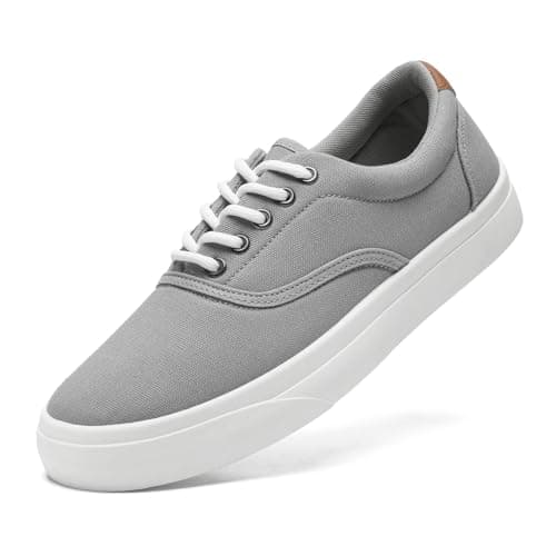 Image of Mens Canvas Shoes Low Top Sneaker Casual Trainers Lace Up Thick Sole Breathable Fashion Plimsolls Pumps Tennis Shoes for Men(Grey 276)