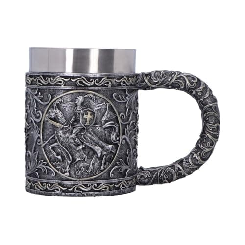 Image of Nemesis Now Ornate Medieval Tankard Stein Mug with Removable Metal Insert, Renaissance Decor and Gifts - Ride for Glory Tankard