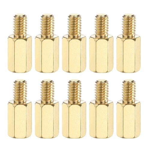 Image of PATIKIL 10 Pcs Male to Female Thread Spacer Screws M4 x 10mm + 6mm Brass Hex Standoff PCB Motherboard Spacer Screw Nut for Drone Quadcopter Computer Electronic Projects Circuit Board