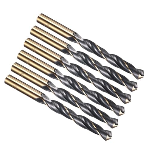 Image of PATIKIL 13mm Drill Bit, Jobber Straight Shank 4341 High-Speed Steel 118° Black and Gold Finish for Medium-hard Metal Steel Acrylic - 6 Pack