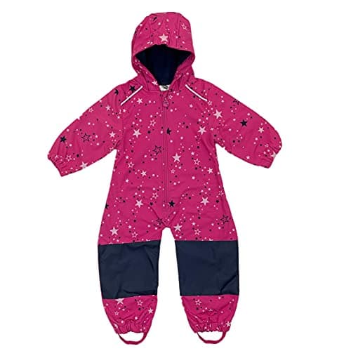 Image of G5 APPAREL Kids Waterproof Softshell Fleece Lined Puddle All In One Rain Suit Overall (Pink, 6_months)