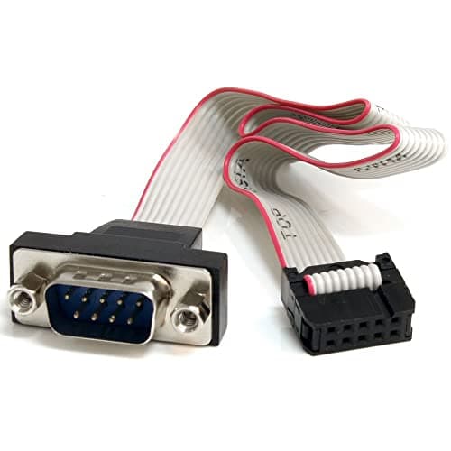 Image of StarTech.com PNL9M16 9 Pin Serial Male to 10 Pin Motherboard Header Panel Mount Cable, Gray, 16 inch