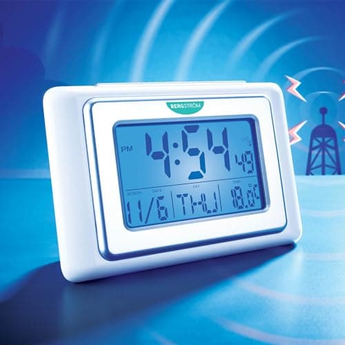 Image of Coopers of Stortford Atomic Radio-Controlled Digital Alarm Clock | Backlight at night for Temperature Time Date Day | Easy to Read